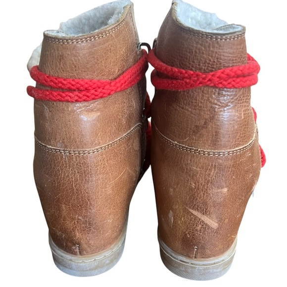 Isabel Marant womens 40/9 Nowles hidden wedge shearling boots camel red - Picture 4 of 9